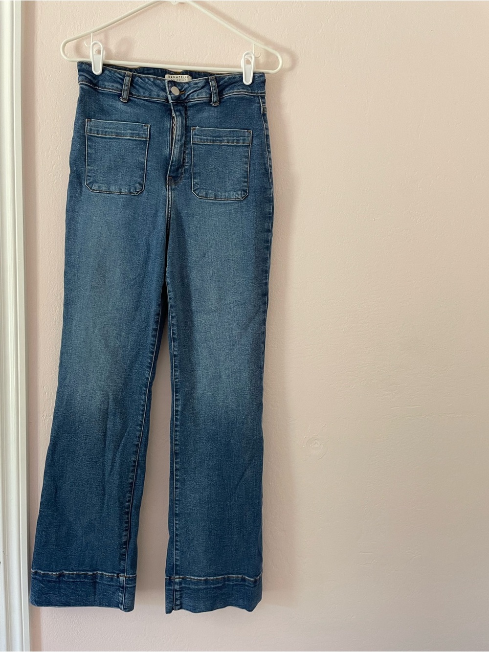 bagatelle Dark Blue Flare Jeans with Front Patch Pockets